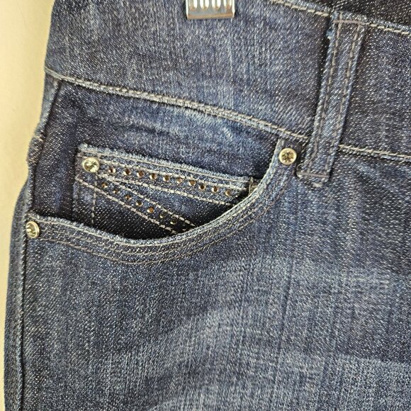 White House Black Market Womens Blanc 2R Universal Fit Bootcut Blue Jeans Classy - Picture 7 of 12